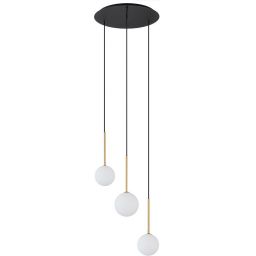 Nowodvorski Lighting Karo lampa wisząca 3x12 W biała-czarna-złota 10304