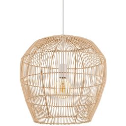 Nowodvorski Lighting Haiti lampa wisząca 1x25 W biała-drewno 11163