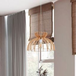 Nowodvorski Lighting Kymi B lampa wisząca 1x60W biały/drewno 10571