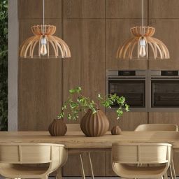 Nowodvorski Lighting Kymi C lampa wisząca 1x60W biały/drewno 10572