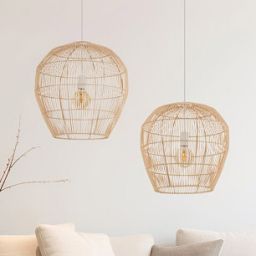 Nowodvorski Lighting Haiti lampa wisząca 1x25 W biała-drewno 11164