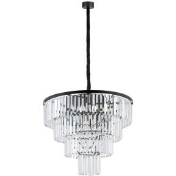 Nowodvorski Lighting Cristal lampa wisząca 12x25 W czarna-przezroczysta 7614