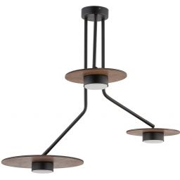 Nowodvorski Lighting Disk lampa wisząca 3x12 W czarna-drewno 7644