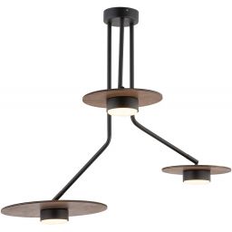 Nowodvorski Lighting Disk lampa wisząca 3x12 W czarna-drewno 7644