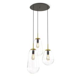 Nowodvorski Lighting Pear lampa wisząca 3x25 W czarna-mosiądz-przezroczysta 7794