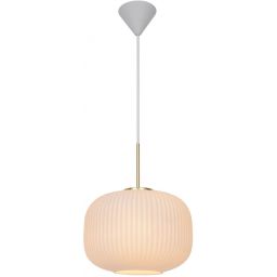 Nordlux Milford lampa wisząca 1x40W biały opal/mosiądz 2213213001