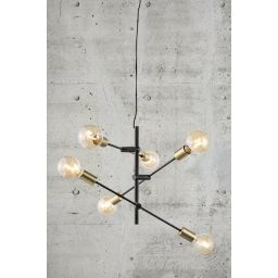 Nordlux Josefine lampa wisząca 6x28W czarny mat/mosiądz 48933003