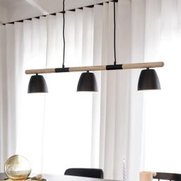 Nordlux Theo lampa wisząca 3x35 W czarna-drewno 2112603003