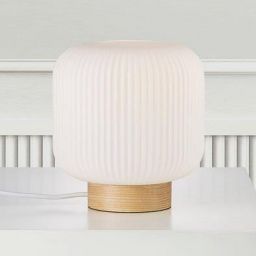 Nordlux Milford lampa stołowa 1x40W biały opal/drewno 48915001