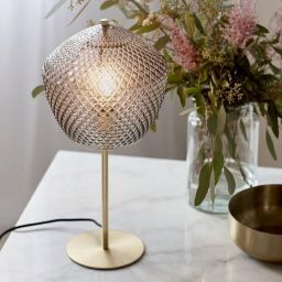 Nordlux Orbiform lampa stołowa 1x40W szkło przydymione/mosiądz 2010715047