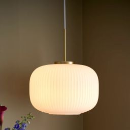 Nordlux Milford lampa wisząca 1x40W biały opal/mosiądz 2213213001