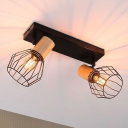 Paulmann Lanka lampa podsufitowa 2x20W czarna/drewno 66767