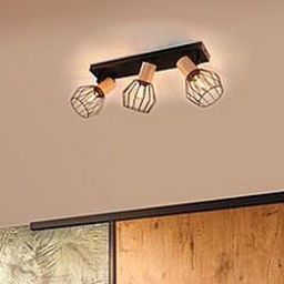 Paulmann Lanka lampa podsufitowa 3x20W czarna/drewno 66768