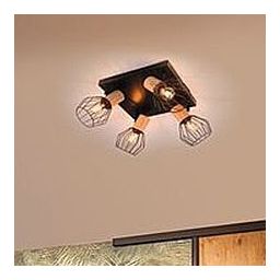 Paulmann Lanka lampa podsufitowa 4x20W czarna/drewno 66769