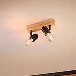 Paulmann Arvid lampa podsufitowa 2x20W czarna/drewno 66771