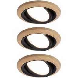 Paulmann Lanati lampa do zabudowy 3x6 W czarna-drewno 92237