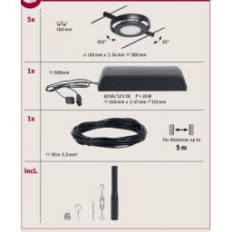 Paulmann Round Mac system linkowy 5x4,5W LED czarny 94418