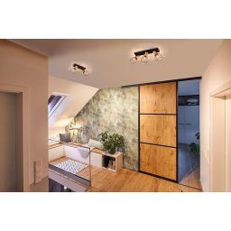 Paulmann Lanka lampa podsufitowa 3x20W czarna/drewno 66768