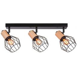 Paulmann Lanka lampa podsufitowa 3x20W czarna/drewno 66768