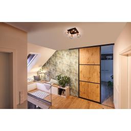 Paulmann Lanka lampa podsufitowa 4x20W czarna/drewno 66769