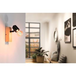 Paulmann Arvid kinkiet 1x20W czarny/drewno 66770