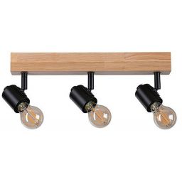 Paulmann Arvid lampa podsufitowa 3x20W czarna/drewno 66772