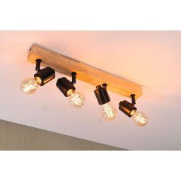 Paulmann Arvid lampa podsufitowa 4x20W czarna/drewno 66773