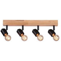 Paulmann Arvid lampa podsufitowa 4x20W czarna/drewno 66773