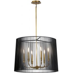 Quintiesse Linara lampa wisząca 6x60 W czarna-mosiądz QN-LINARA-6P-BK