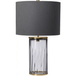 Quintiesse Reno lampa stołowa 1x60 W postarzany mosiądz/szary QN-RENO-SMOKE-AB