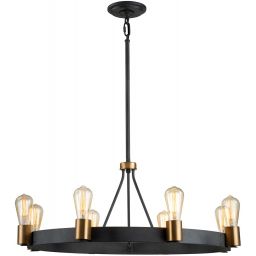 Quintiesse Silas lampa wisząca 8x60 W postarzany cynk/stary mosiądz QN-SILAS-8P-DZ