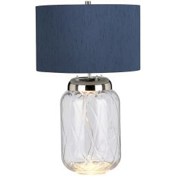 Quintiesse Sola lampa stołowa 1x60 W 1x9 W LED polerowany nikiel/przezroczysta/niebieska QN-SOLA-TL-L-BLU