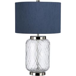 Quintiesse Sola lampa stołowa 1x60 W polerowany nikiel/przezroczysta/niebieska QN-SOLA-TL-S-BLU