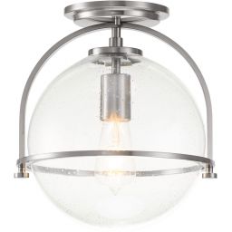Quintiesse Somerset lampa podsufitowa 1x60 W przezroczysta-szczotkowany nikiel QN-SOMERSET-F-C-BN