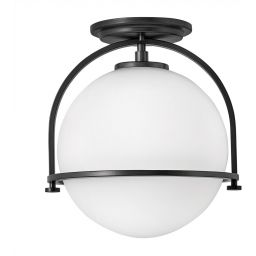 Quintiesse Somerset lampa podsufitowa 1x60 W czarna-mleczny QN-SOMERSET-F-O-BK