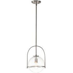 Quintiesse Somerset lampa wisząca 1x60 W przezroczysta-szczotkowany nikiel QN-SOMERSET-P-C-BN