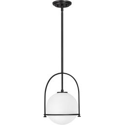 Quintiesse Somerset lampa wisząca 1x60 W czarna-mleczna QN-SOMERSET-P-O-BK