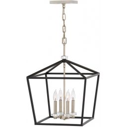 Quintiesse Stinson lampa wisząca 4x60 W czarna-polerowany nikiel QN-STINSON-4P-L-BK