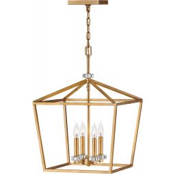 Quintiesse Stinson lampa wisząca 4x60 W czarna-postarzany mosiądz QN-STINSON-4P-L-DBR