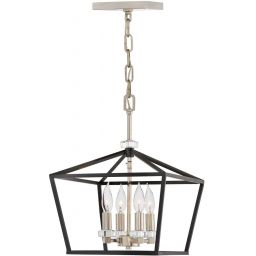 Quintiesse Stinson lampa wisząca 4x60 W czarna-polerowany nikiel QN-STINSON-4P-M-BK