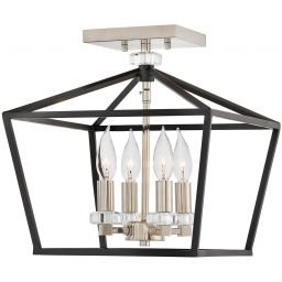 Quintiesse Stinson lampa wisząca 4x60 W czarna-polerowany nikiel QN-STINSON-4P-M-BK
