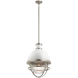 Quintiesse Tollis lampa wisząca 1x40 W biała-szczotkowany nikiel QN-TOLLIS-P-BN