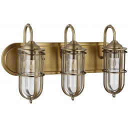 Quintiesse Urban Restoration kinkiet 3x60 W antyczny ciemny mosiądz-przezroczysty QN-URBANREST3