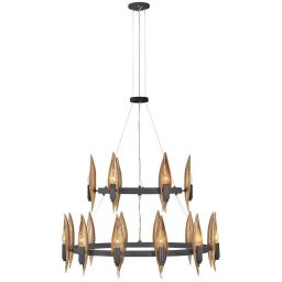 Quintiesse Willow lampa wisząca 18x40 W ekskluzywne złoto/węglowa czerń QN-WILLOW18-CBK