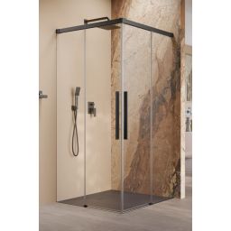 Radaway Idea 8 Black QL KDD kabina prysznicowa część lewa 90x90 cm kwadratowa czarny mat/szkło przezroczyste 10590090-54-01L