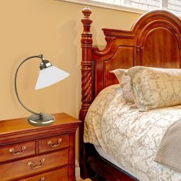 Rabalux Marian lampa stołowa 1x60W mosiądz/biała 2702