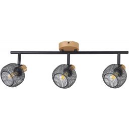 Rabalux Grendel lampa podsufitowa 3x40W czarny mat/buk 3129