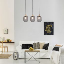 Rabalux Grendel lampa wisząca 3x60W czarny mat/buk 3132