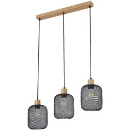 Rabalux Grendel lampa wisząca 3x60W czarny mat/buk 3132