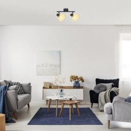 Rabalux Rattan lampa podsufitowa 2x15W czarny mat/beżowy 3134